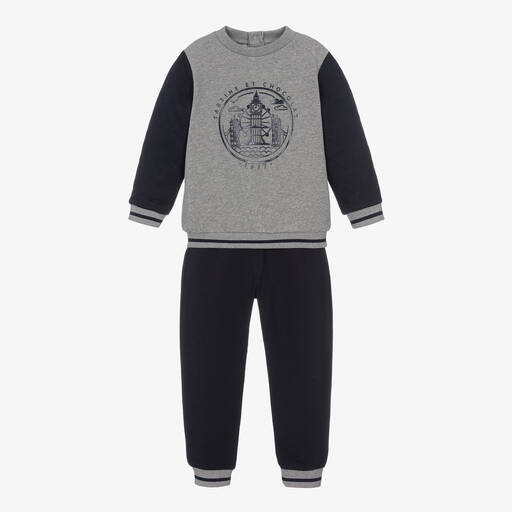 Tartine et Chocolat-Boys Blue & Grey Cotton Tracksuit | Childrensalon Outlet