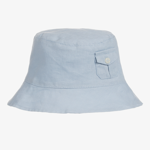 Tartine et Chocolat-Boys Blue Linen Hat  | Childrensalon Outlet