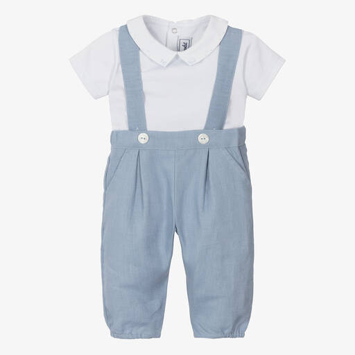 Tartine et Chocolat-Boys Blue Linen Trouser Set | Childrensalon Outlet