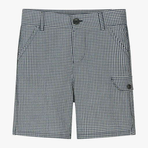 Tartine et Chocolat-Boys Blue & White Cotton Gingham Shorts | Childrensalon Outlet