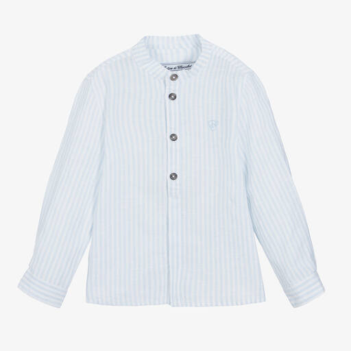 Tartine et Chocolat-Boys Blue & White Striped Shirt | Childrensalon Outlet