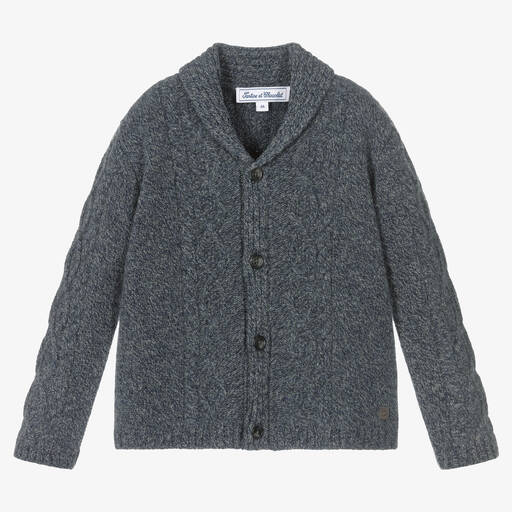 Tartine et Chocolat-Boys Blue Wool Knit Cardigan | Childrensalon Outlet