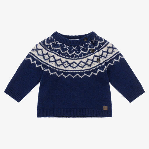 Tartine et Chocolat-Boys Blue Wool Knitted Sweater | Childrensalon Outlet