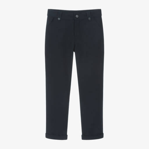Tartine et Chocolat-Boys Classic Navy Flannel Pants | Childrensalon Outlet