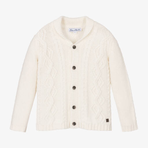 Tartine et Chocolat-Boys Cream Wool Cardigan | Childrensalon Outlet