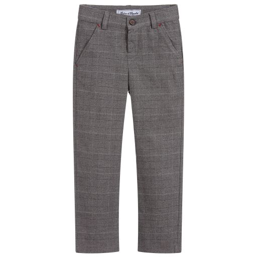 Tartine et Chocolat-Boys Grey Check Trousers | Childrensalon Outlet