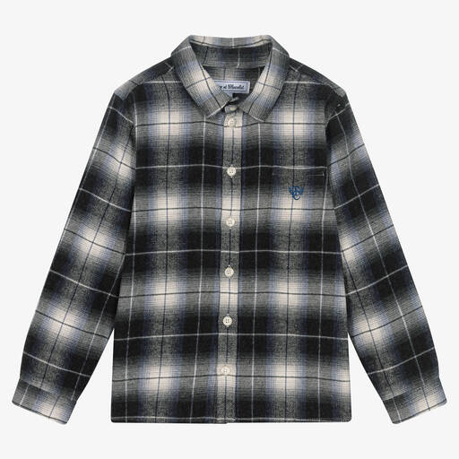 Tartine et Chocolat-Boys Grey Checked Cotton Shirt | Childrensalon Outlet