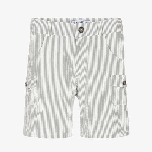 Tartine et Chocolat-Boys Grey Striped Cotton Shorts | Childrensalon Outlet
