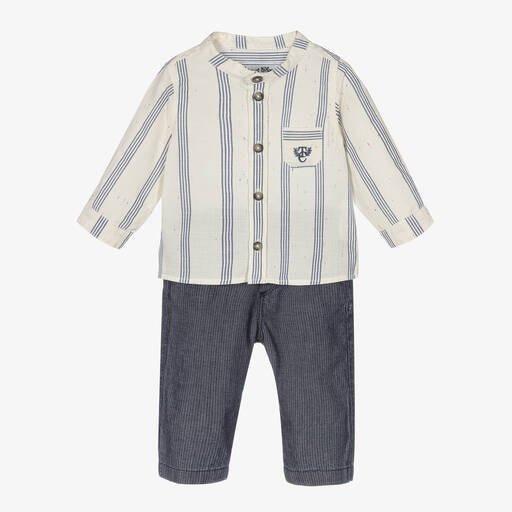 Tartine et Chocolat-Boys Ivory & Blue Cotton Trouser Set | Childrensalon Outlet