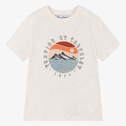 Tartine et Chocolat-Boys Ivory Cotton Mountain T-Shirt | Childrensalon Outlet