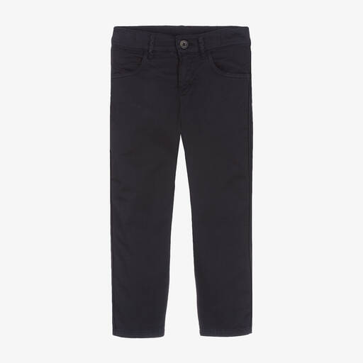 Tartine et Chocolat-Boys Navy Blue Cotton Twill Trousers | Childrensalon Outlet