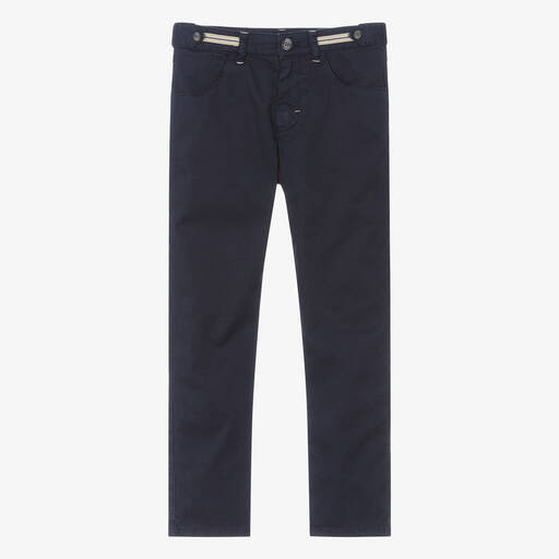 Tartine et Chocolat-Boys Navy Blue Cotton Twill Trousers | Childrensalon Outlet
