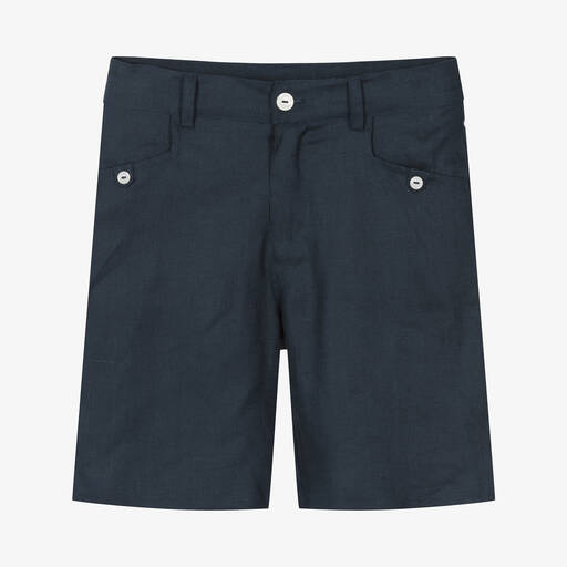 Tartine et Chocolat-Boys Navy Blue Linen Shorts | Childrensalon Outlet