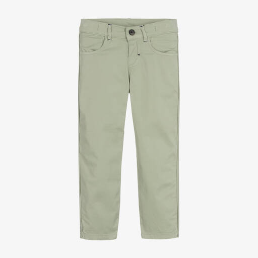 Tartine et Chocolat-Boys Pale Green Cotton Twill Trousers | Childrensalon Outlet