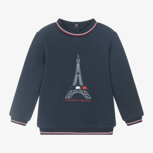Tartine et Chocolat-Boys Parisian Navy Sweatshirt | Childrensalon Outlet
