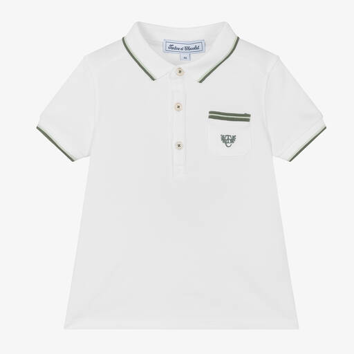 Tartine et Chocolat-Boys White Cotton Piqué Polo Shirt | Childrensalon Outlet