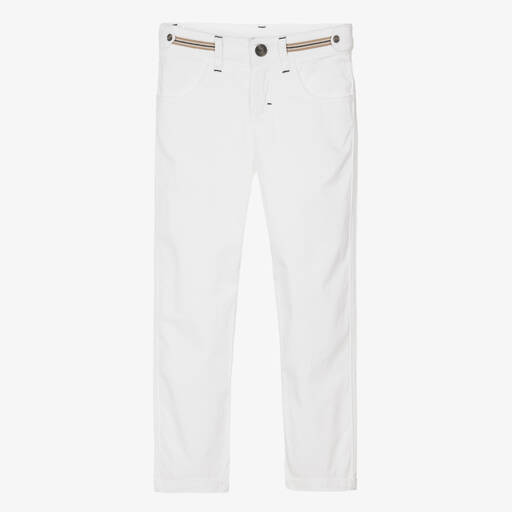 Tartine et Chocolat-Boys White Cotton Twill Trousers | Childrensalon Outlet