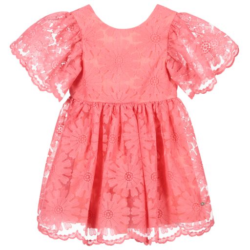 Tartine et Chocolat-Robe fleurie rose corail  | Childrensalon Outlet