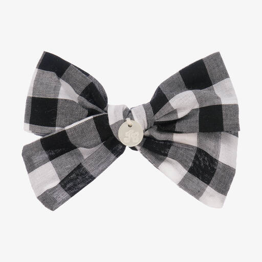 Tartine et Chocolat-Girls Black & White Gingham Hair Clip (8cm) | Childrensalon Outlet