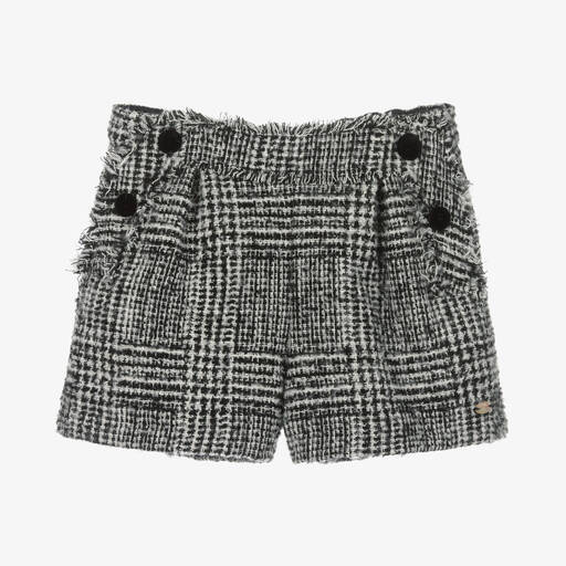 Tartine et Chocolat-Girls Black & White Tweed Wool Shorts | Childrensalon Outlet