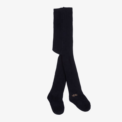 Tartine et Chocolat-Girls Blue Cotton Blend Tights | Childrensalon Outlet