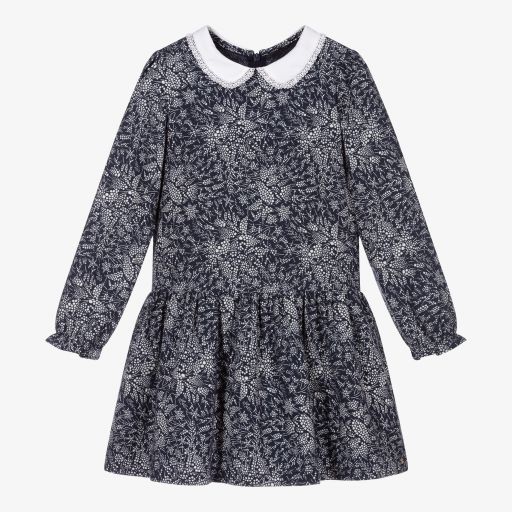 Tartine et Chocolat-Girls Blue Floral Dress | Childrensalon Outlet