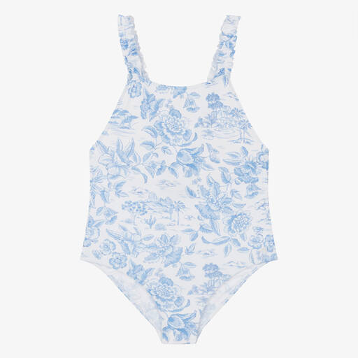 Tartine et Chocolat-Girls Blue Floral Liberty Print Swimsuit | Childrensalon Outlet