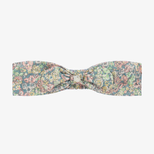 Tartine et Chocolat-Girls Blue & Green Cotton Floral Headband | Childrensalon Outlet