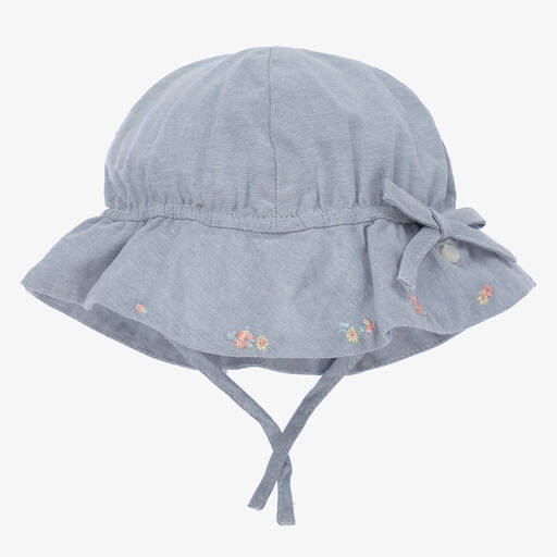 Tartine et Chocolat-Girls Blue Oxford Cotton Hat | Childrensalon Outlet