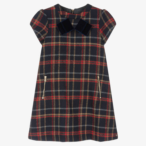 Tartine et Chocolat-Girls Blue & Red Tartan A-Line Dress | Childrensalon Outlet