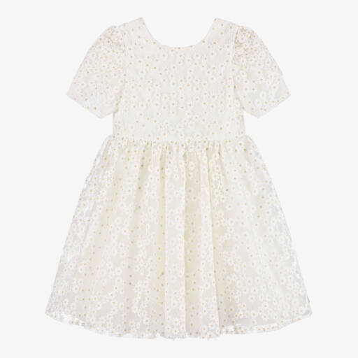 Tartine et Chocolat-Girls Cream Floral Tulle Dress | Childrensalon Outlet