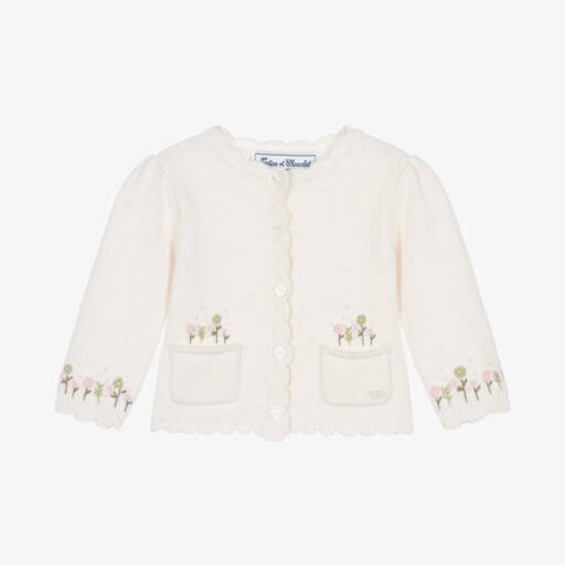 Tartine et Chocolat-Girls Cream Wool & Cashmere Cardigan | Childrensalon Outlet