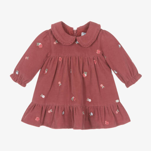 Tartine et Chocolat-Girls Floral Pink Corduroy Dress | Childrensalon Outlet