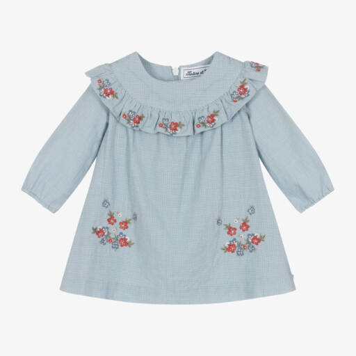 Tartine et Chocolat-Girls Gingham Embroidered Cotton Dress | Childrensalon Outlet