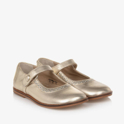 Tartine et Chocolat-Girls Gold Leather Ballet Flats | Childrensalon Outlet
