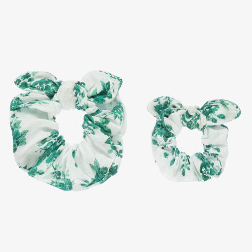 Tartine et Chocolat-Girls Green Liberty Print Scrunchies (2 Pack) | Childrensalon Outlet