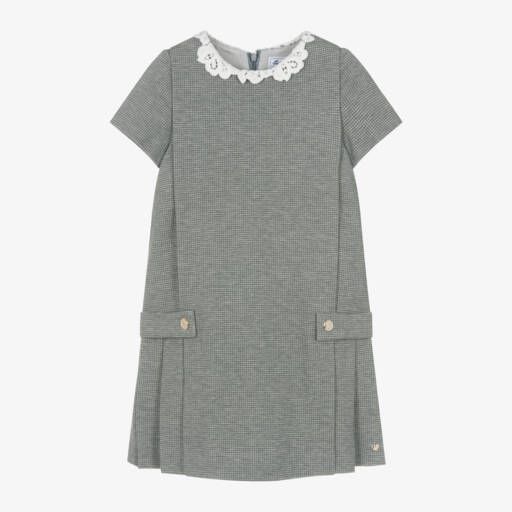 Tartine et Chocolat-Girls Grey Dogstooth Dress | Childrensalon Outlet