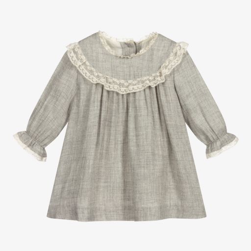 Tartine et Chocolat-Girls Grey & Ivory Dress | Childrensalon Outlet
