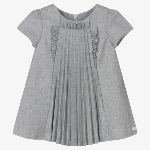 Tartine et Chocolat-Girls Grey Pleated Dress | Childrensalon Outlet
