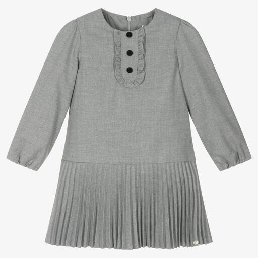 Tartine et Chocolat-Robe grise plissée en flanelle | Childrensalon Outlet