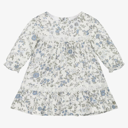 Tartine et Chocolat-Girls Ivory & Blue Floral Dress | Childrensalon Outlet