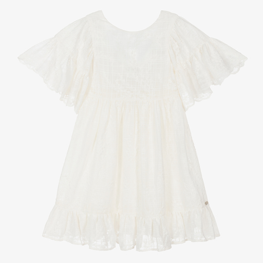 Tartine et Chocolat-Robe ivoire en coton à dentelle Fille | Childrensalon Outlet