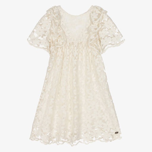 Tartine et Chocolat-Girls Ivory Embroidered Floral Dress | Childrensalon Outlet