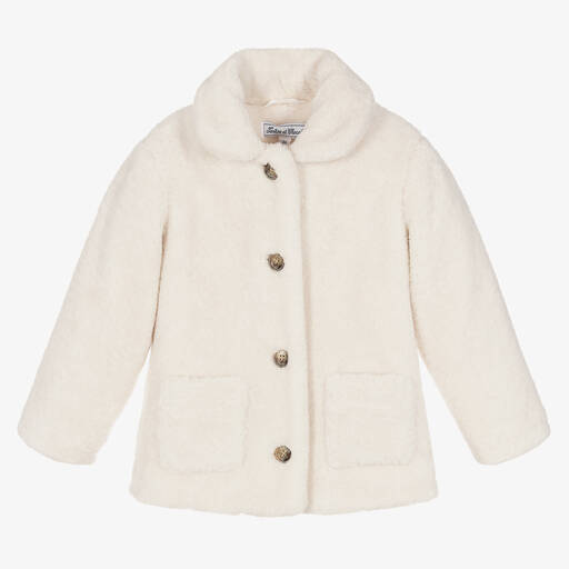 Tartine et Chocolat-Girls Ivory Faux Fur Coat | Childrensalon Outlet