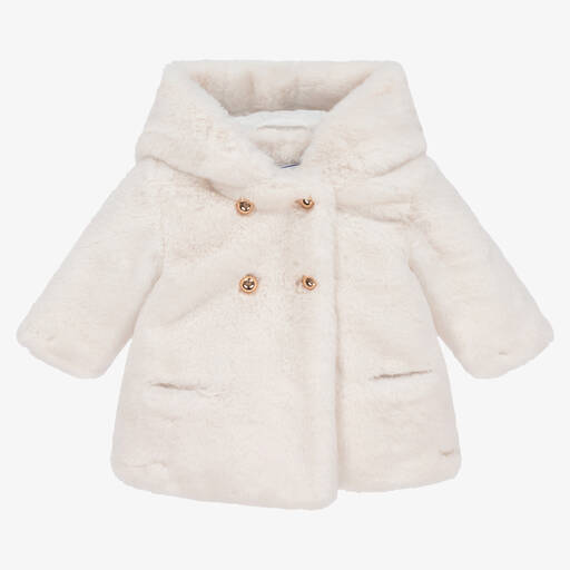 Tartine et Chocolat-Girls Ivory Faux Fur Coat | Childrensalon Outlet