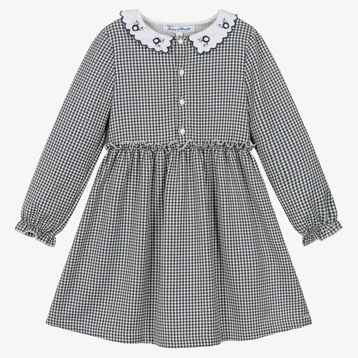 Tartine et Chocolat-Синее платье в мелкую клетку | Childrensalon Outlet