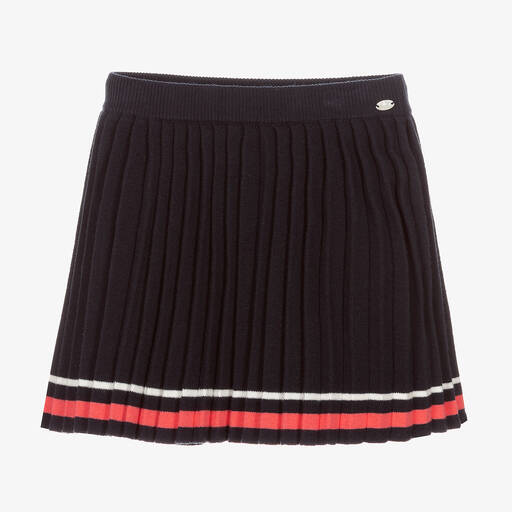 Tartine et Chocolat-Girls Navy Blue Pleated Skirt | Childrensalon Outlet