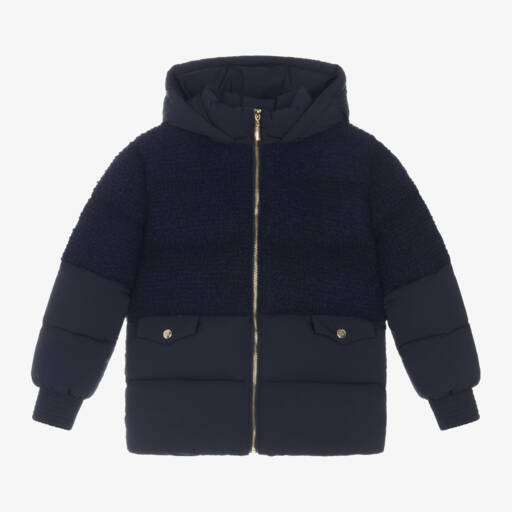 Tartine et Chocolat-Girls Navy Down Puffer Coat | Childrensalon Outlet