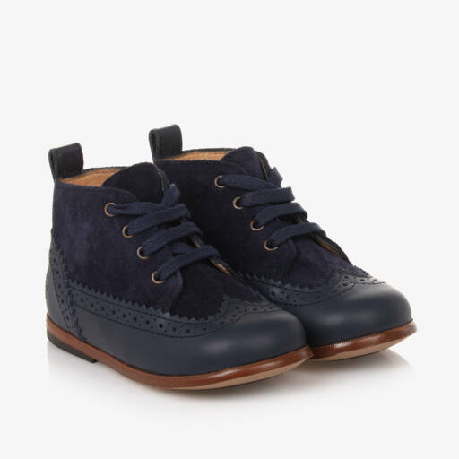 Tartine et Chocolat-Girls Navy Leather First Walker Boots | Childrensalon Outlet