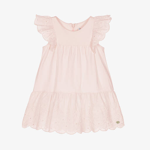 Tartine et Chocolat-Girls Pink Broderie Anglaise Dress | Childrensalon Outlet